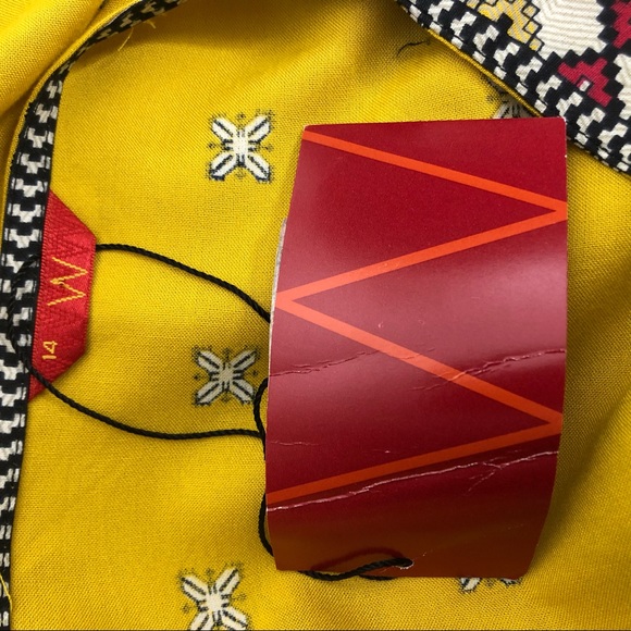 W Yellow Boho Printed Cropped Top Bell Sleeves L NWT Bollywood - Picture 7 of 9